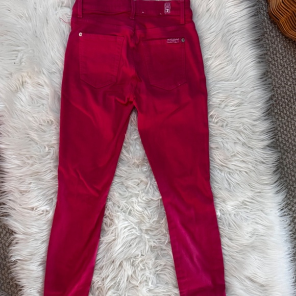 7 For All Mankind | Women's Skinny size 24 | Fray Ankle Crop | Hot Pink - Picture 2 of 6